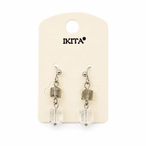 Boucles pendantes perles cristal fumé - bijou Ikita unique