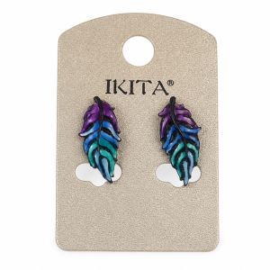 Boucles Feuille Émail Multicolore - bijou Ikita unique