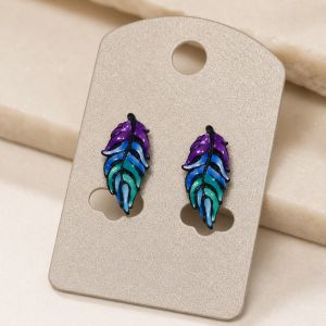 Boucles Feuille Émail Multicolore - bijou Ikita unique