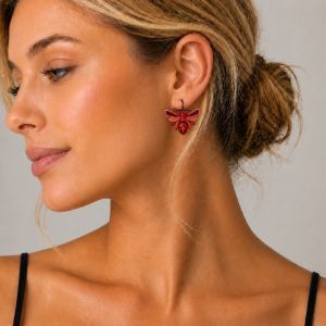 Boucles Abeille Rouge Éclatante - bijou Ikita unique