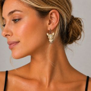 Boucles Petit Animal Beige - bijou Ikita unique