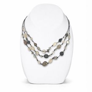 Collier multi-rangs perles & nuances grises - bijou Ikita unique