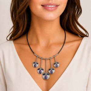 Collier pendentifs feuilles violet - bijou Ikita unique