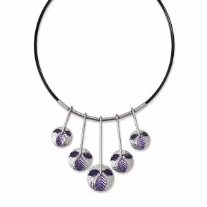 Collier pendentifs feuilles violet - bijou Ikita unique