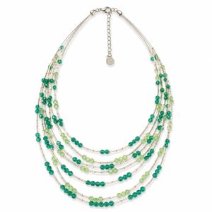 Collier Multi-Rangs Vert Éclat - bijou Ikita unique