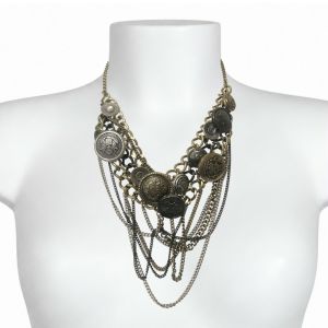 Collier plastron multi-chaînes vintage - bijou Ikita unique