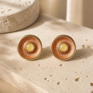 Boucles puces rondes cuivrées - bijou Ikita unique
