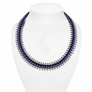 Collier Tressé IKITA Bleu & Lilas - bijou Ikita unique
