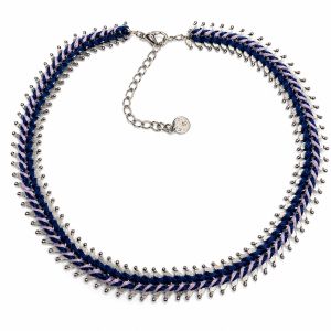 Collier Tressé IKITA Bleu & Lilas - bijou Ikita unique