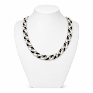Collier Maillons Duo Noir & Ivoire IKITA - bijou Ikita unique