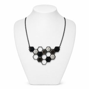 Collier Hexa Noir & Argent - bijou Ikita unique