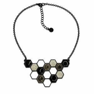 Collier Hexa Noir & Argent - bijou Ikita unique