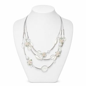 Collier IKITA Roses Perles Blanches - bijou Ikita unique