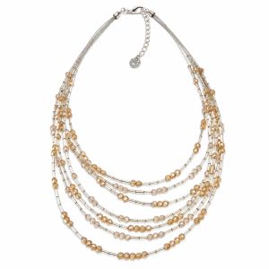 Collier Multi-Rangs Perles Champagne IKITA - bijou Ikita unique