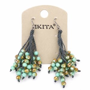 Boucles d’oreilles pendantes perles turquoise IKITA - bijou Ikita unique