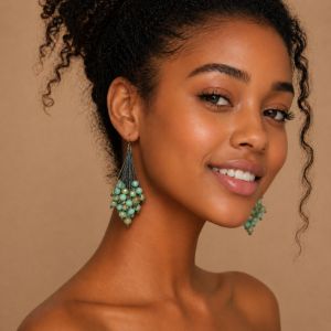 Boucles d’oreilles pendantes perles turquoise IKITA - bijou Ikita unique