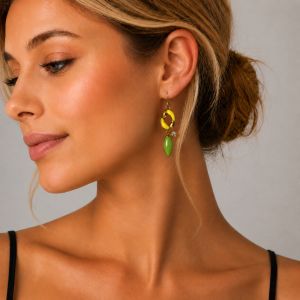 Boucles d’oreilles pendantes émail vert IKITA - bijou Ikita unique