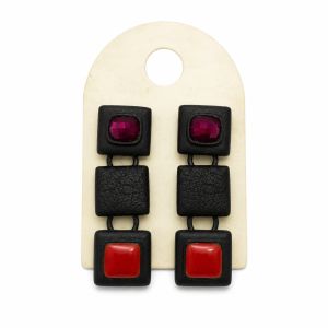 Boucles d’oreilles graphiques rouge IKITA - bijou Ikita unique