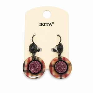 Boucles d’oreilles dormeuses rose IKITA - bijou Ikita unique