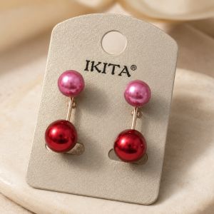 Boucles d’oreilles perles rose rouge IKITA - bijou Ikita unique