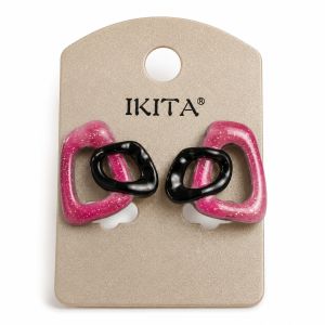 Boucles IKITA Éclat Rose Noir - bijou Ikita unique