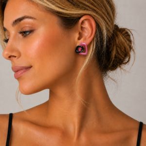 Boucles IKITA Éclat Rose Noir - bijou Ikita unique