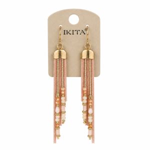 Boucles perles rosées cascade dorée IKITA - bijou unique