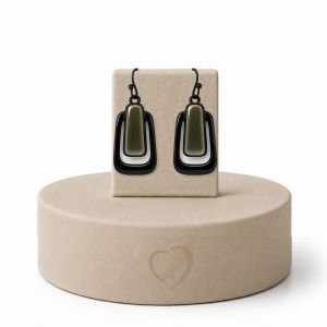 Boucles Graphiques Noir Émail IKITA - bijou unique