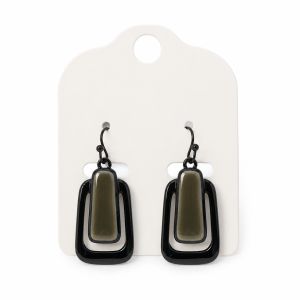 Boucles Graphiques Noir Émail IKITA - bijou unique