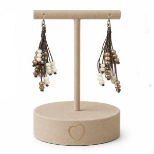 Boucles Cascade Perle Sable - bijou unique