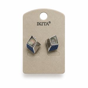 Boucles Cube Opale Bleue - bijou unique