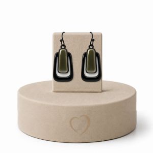 Boucles Graphiques Noir Émail IKITA - bijou unique