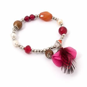 Bracelet Plume Rouge IKITA - bijou unique