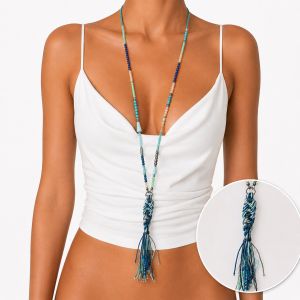 Collier Pompon Bleu IKITA - bijou unique