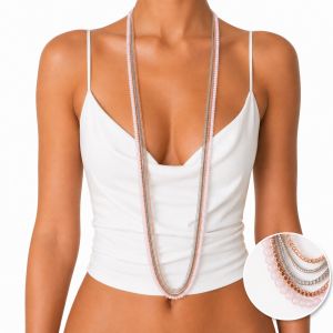 Collier Multi-Rangs Rose IKITA - bijou unique