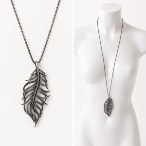 Collier Feuille Anthracite IKITA - bijou unique