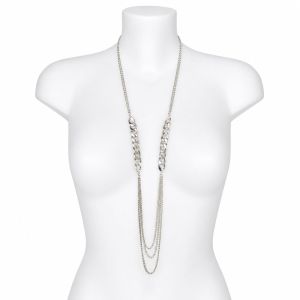 Collier long multi-chaînes argentées - bijou unique