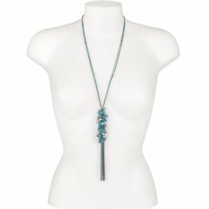 Collier long turquoise pampilles IKITA - bijou unique