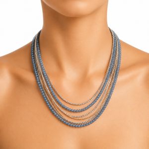 Collier Multi-Rangs Bleu Nuit IKITA - bijou unique