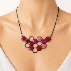 Collier Nid d’Abeille Rouge IKITA - bijou unique