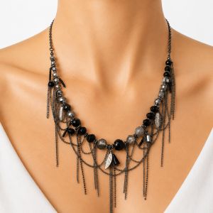 Collier Drapé Noir IKITA - bijou unique