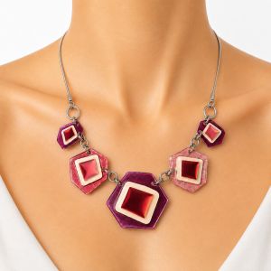 Collier Carrés Framboise IKITA - bijou unique