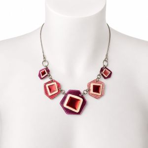 Collier Carrés Framboise IKITA - bijou unique