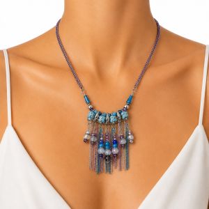 Collier Franges Turquoise IKITA - bijou unique