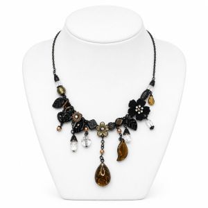 Collier noir floral Ikita - bijou unique