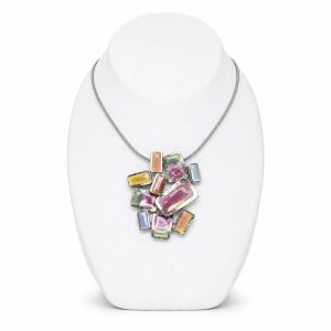 Collier pendentif mosaïque colorée Ikita - bijou unique