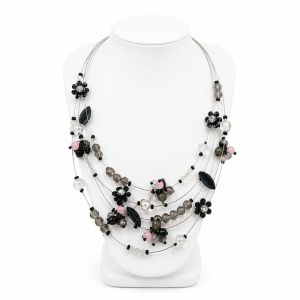 Collier multi-rangs perles noir IKITA - bijou unique