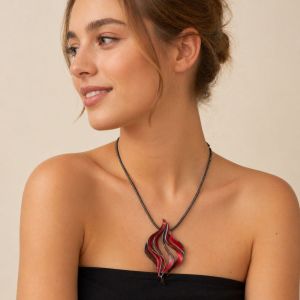 Collier pendentif flamme rouge IKITA - bijou unique
