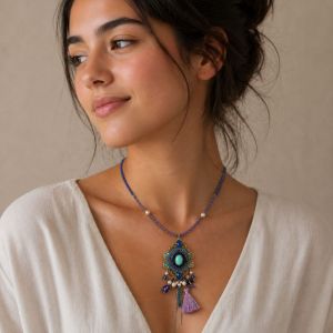 Collier bohème pendentif IKITA - bijou unique