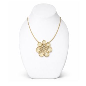 Collier Ikita doré pendentif fleur crème pailleté – Élégance raffinée - bijou unique